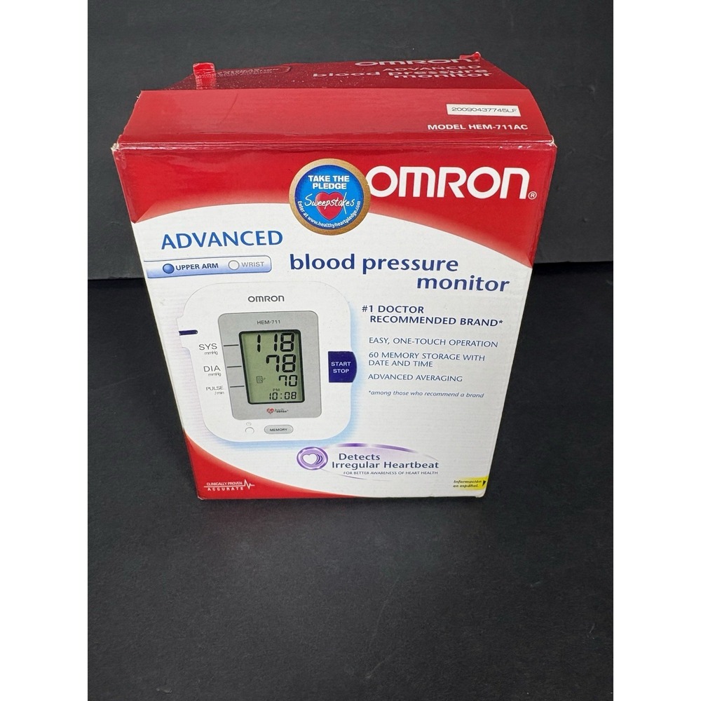Omron HEM-711AC Upper Arm Blood Pressure Monitor Cuff Adapter Case Box